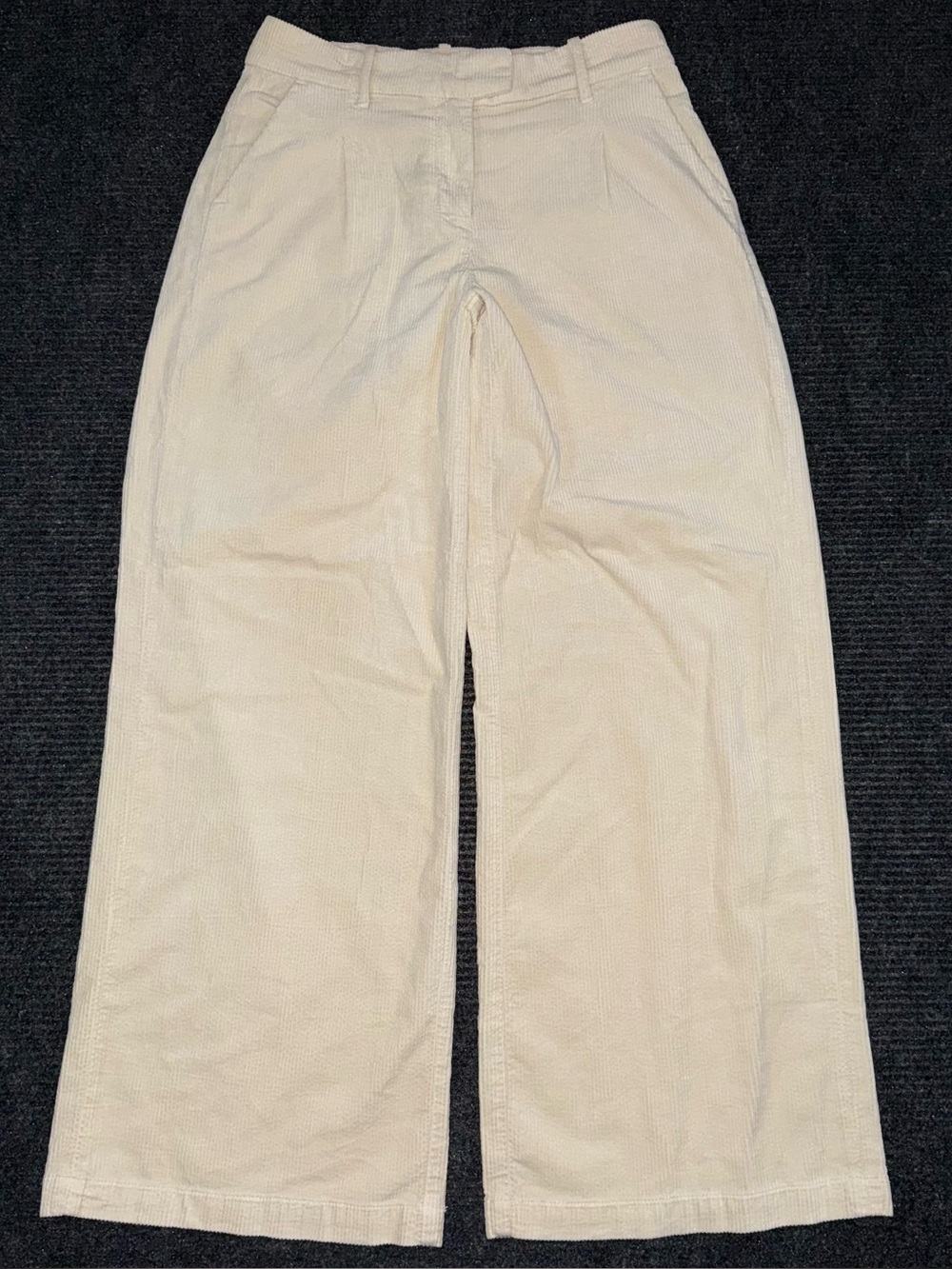 American Eagle Women's 2 Beige Corduroy Wide Leg Trouser Pants Baggy Retro Y2K